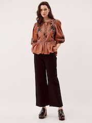 Monsoon Freya Embroidered Puff Sleeve Top - Imaginea 4 din 5