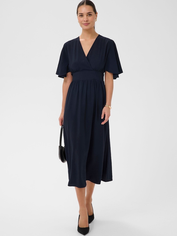 Kaffe Blue KAsirena V-Neck Midi Dress - Image 1 of 5