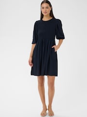 Kaffe Blue KAhanna Puff Sleeve Smock Dress - Image 1 of 6