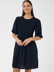 Kaffe Blue KAhanna Puff Sleeve Smock Dress - Image 3 of 6