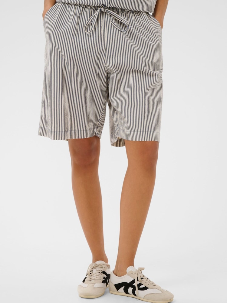 Kaffe Grey KAnaya Striped Shorts - Image 1 of 6