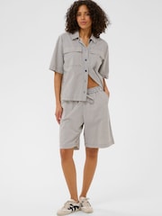 Kaffe Grey KAnaya Striped Shorts - Image 2 of 6