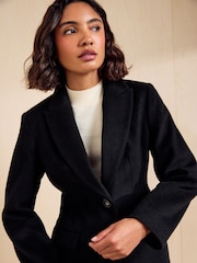 Friends Like These Black Tailored Mid Length Single Breasted Coat - Image 2 of 6