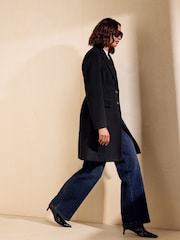Friends Like These Black Tailored Mid Length Single Breasted Coat - Image 3 of 6