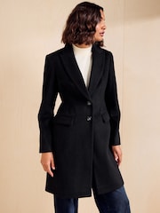 Friends Like These Black Tailored Mid Length Single Breasted Coat - Image 4 of 6