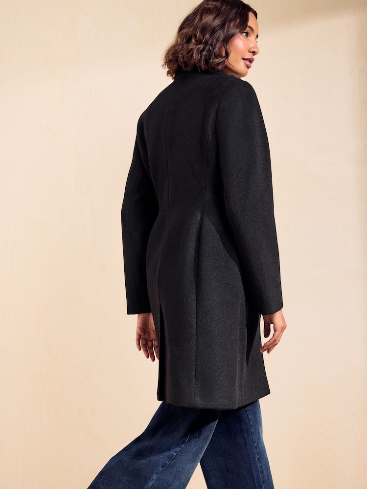 Friends Like These Black Tailored Mid Length Single Breasted Coat - Image 6 of 6 Friends Like These Black Tailored Mid Length Single Breasted Coat - Image 6 of 6