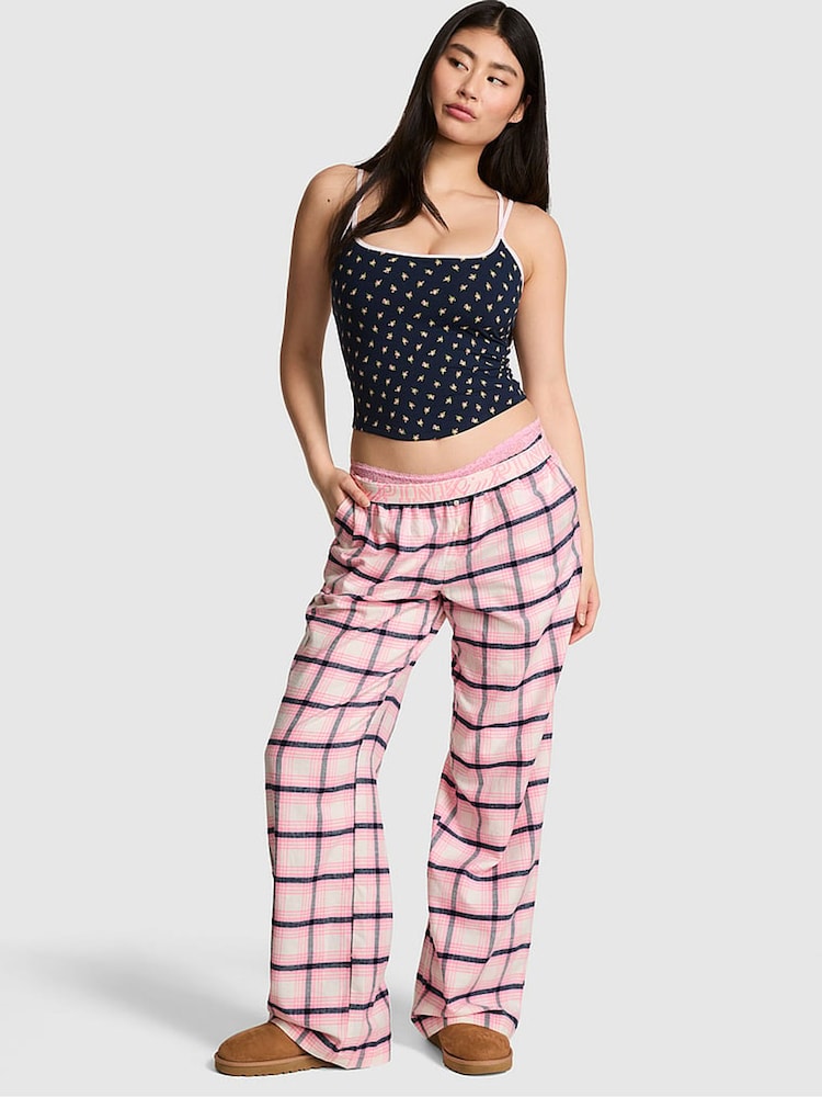 Victoria's Secret Pink Pink Tartan Long Flannel Pyjama Bottoms - Image 1 of 2 Victoria's Secret Pink Pink Tartan Long Flannel Pyjama Bottoms - Image 1 of 2