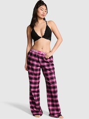 Victoria's Secret Pink Black & Pink Tartan Long Flannel Pyjama Bottoms - Image 1 of 3