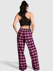 Victoria's Secret Pink Black & Pink Tartan Long Flannel Pyjama Bottoms - Image 2 of 3
