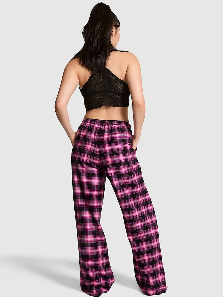 Victoria's Secret Pink Black & Pink Tartan Long Flannel Pyjama Bottoms - Image 2 of 3 Victoria's Secret Pink Black & Pink Tartan Long Flannel Pyjama Bottoms - Image 2 of 3