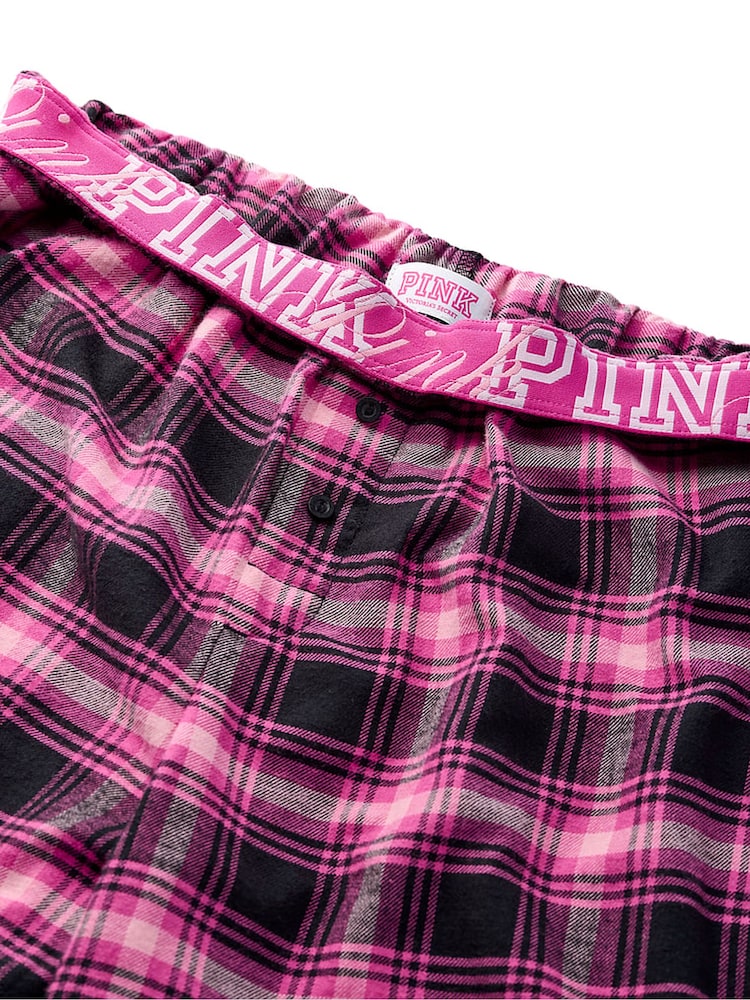 Victoria's Secret Pink Black & Pink Tartan Long Flannel Pyjama Bottoms - Image 3 of 3 Victoria's Secret Pink Black & Pink Tartan Long Flannel Pyjama Bottoms - Image 3 of 3