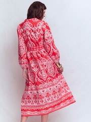 Boden Red Cary Cotton Midi Dress - Image 3 of 6