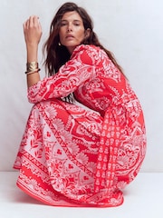 Boden Red Cary Cotton Midi Dress - Image 4 of 6