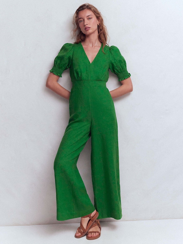 Boden Green Anna Linen Jumpsuit - Image 1 of 2