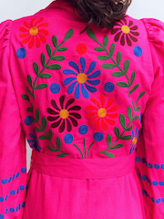 Boden Pink Ava Linen Blend Midi Dress - Image 3 of 6