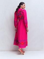 Boden Pink Ava Linen Blend Midi Dress - Image 4 of 6