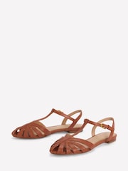 חום - Boden סנדלים שטוחים עם רכיסת כלוב - תמונה 3 מתוך 5