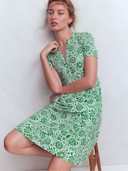 グリーン フローラル - Boden Naomi ショートジャージードレス - 画像 1 / 6