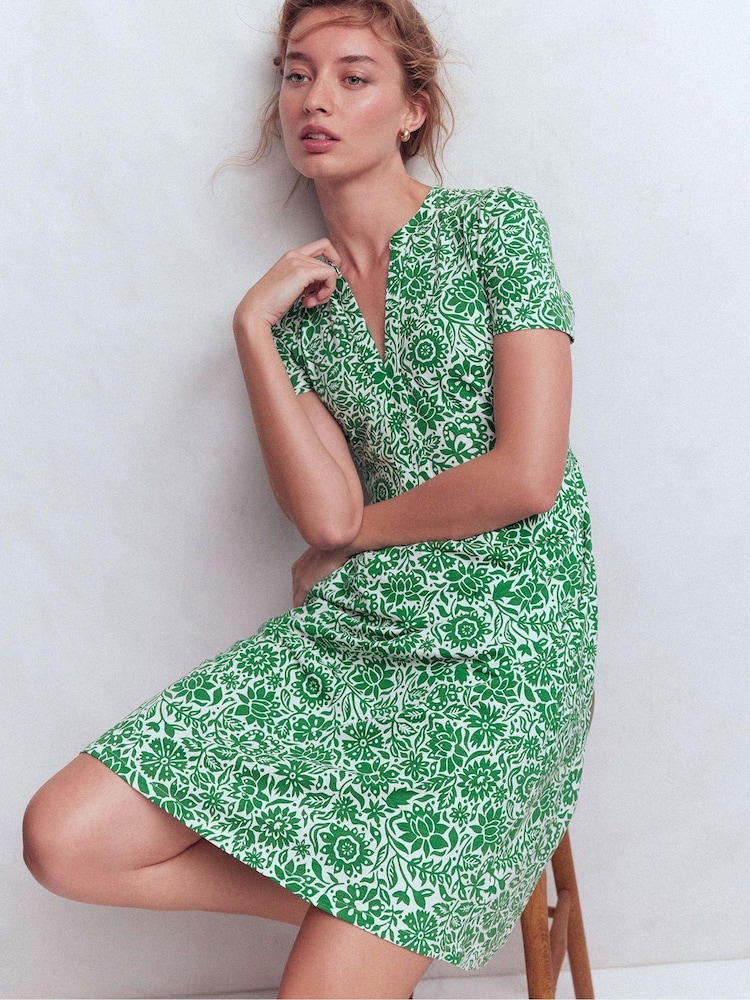 グリーン フローラル - Boden Naomi ショートジャージードレス - 画像 1 / 6