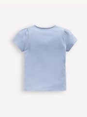 Boden Blue Puff Sleeve Superstitch Top - Image 2 of 3
