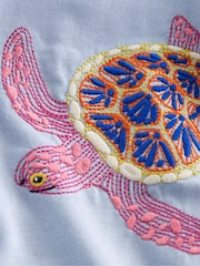 Boden Blue Puff Sleeve Superstitch Top - Image 3 of 3