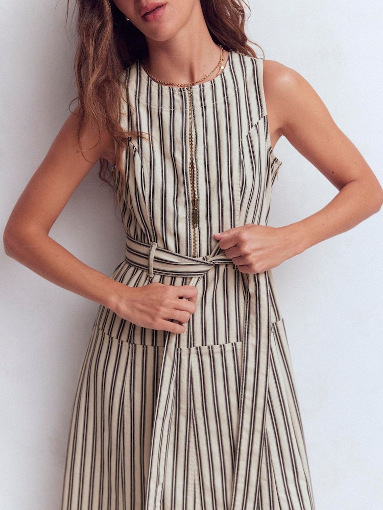 Rochie Boden din denim fără mâneci cu fermoar - Imaginea 2 din 5