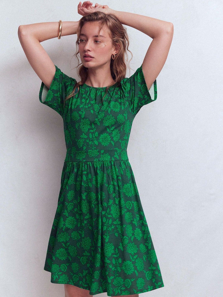 Boden Women's Louisa Short Jersey Dress in Green | Size 8