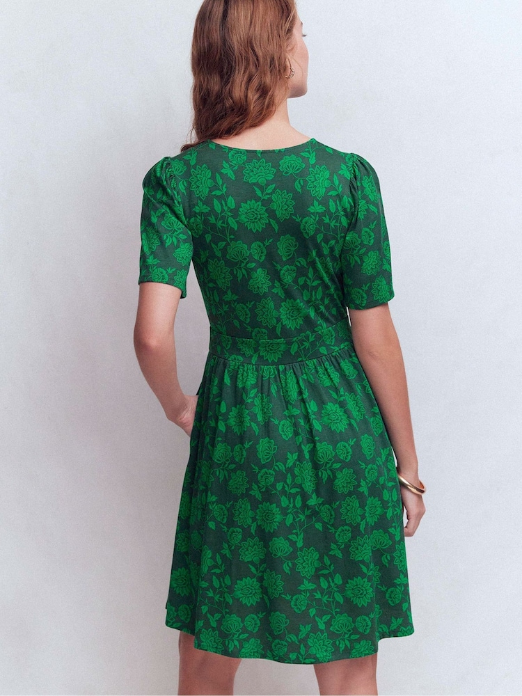 Boden Women's Louisa Short Jersey Dress in Green | Size 8 Boden Women's Louisa Short Jersey Dress in Green | Size 8