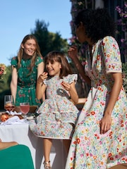 Boden Yellow Tiered Lace Woven Dress - Image 1 of 4