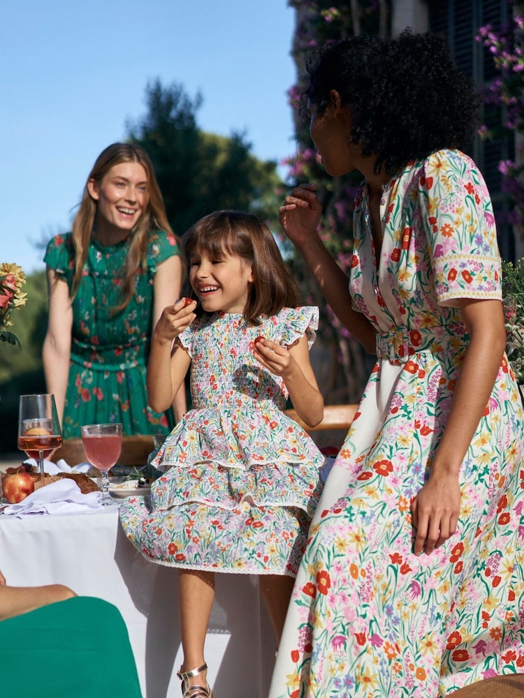 Boden Yellow Tiered Lace Woven Dress - Image 1 of 4