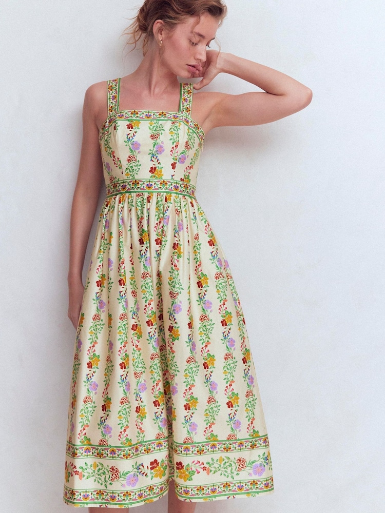 Boden Cream Square Neck Occasion Dress - Image 1 of 7