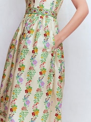 Boden Cream Square Neck Occasion Dress - Image 5 of 7