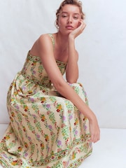 Boden Cream Square Neck Occasion Dress - Image 6 of 7