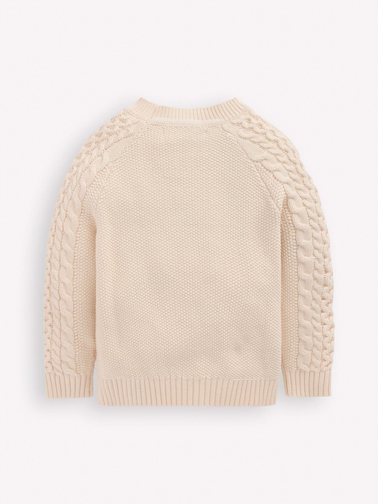 Boden Cream Cable Embroidered Jumper - Image 2 of 3 Boden Cream Cable Embroidered Jumper - Image 2 of 3