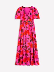 Boden Pink Pleat V-Neck Silk Dress - Image 6 of 6
