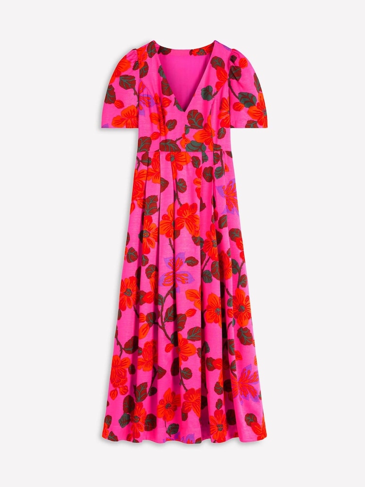 Boden Pink Pleat V-Neck Silk Dress - Image 6 of 6