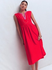 Roșu - Boden May Jersey Midi Dress - Imaginea 1 din 5
