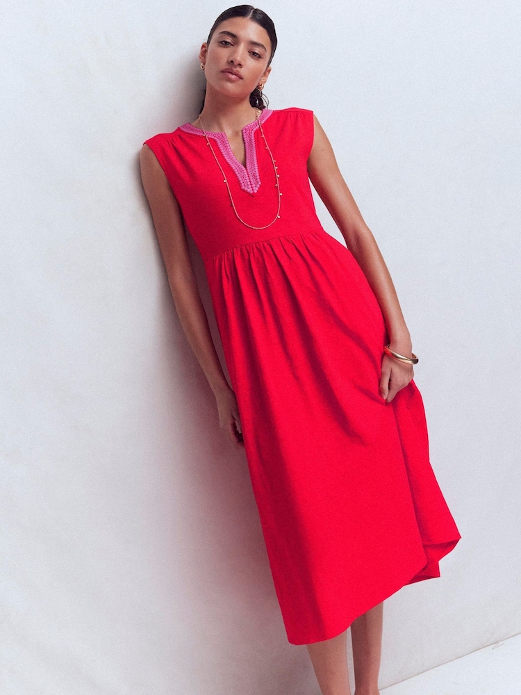 Roșu - Boden May Jersey Midi Dress - Imaginea 1 din 5