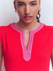 Roșu - Boden May Jersey Midi Dress - Imaginea 2 din 5