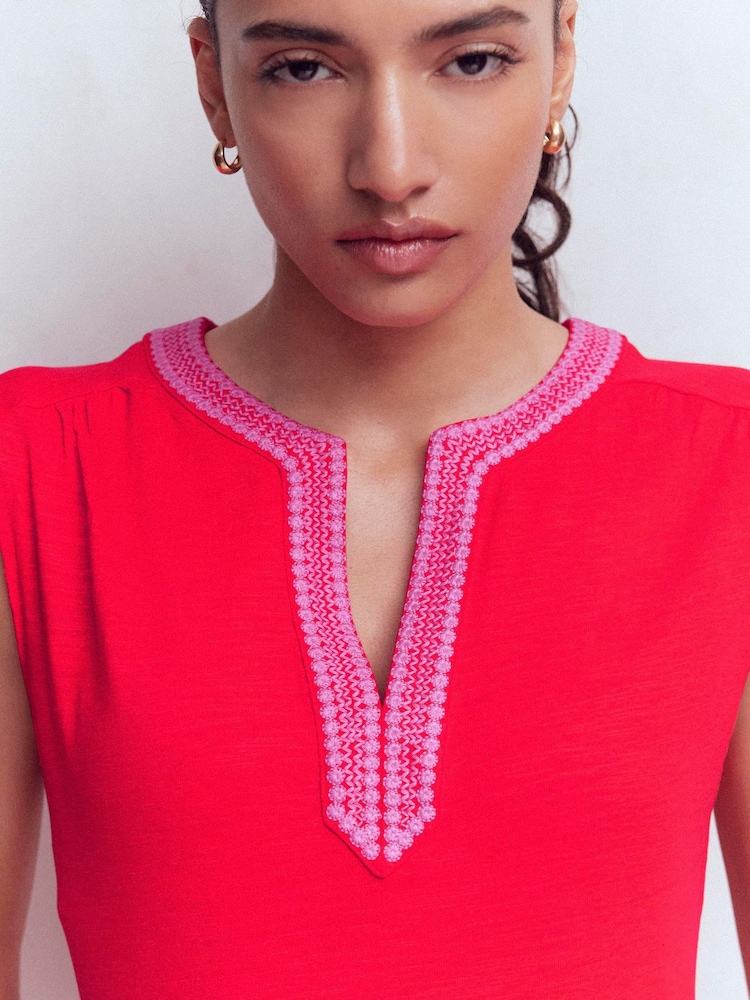 Roșu - Boden May Jersey Midi Dress - Imaginea 2 din 5