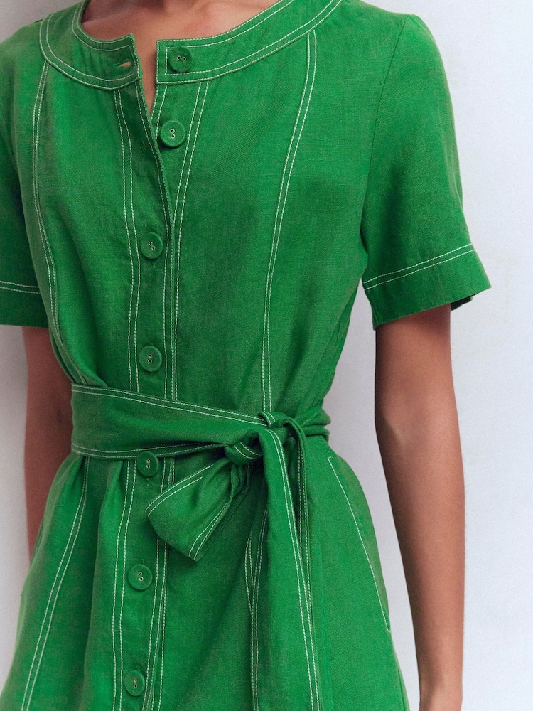 Boden Green Callie Linen Short Dress - Image 2 of 5