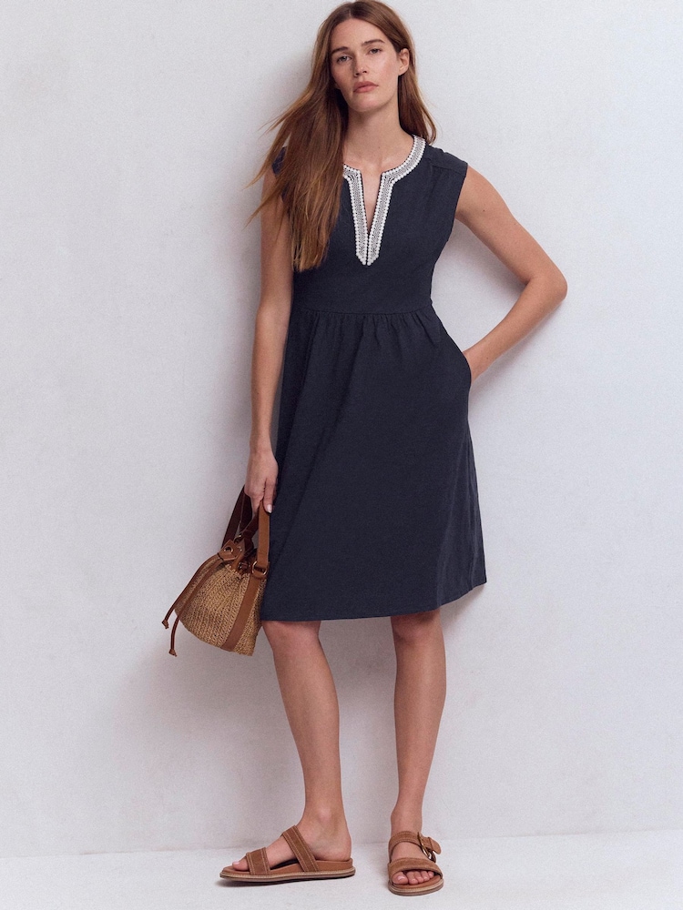 Boden Navy May Jersey Short Dress - Image 1 of 5 Boden Navy May Jersey Short Dress - Image 1 of 5