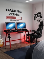 Alphason Black Red Fuego Gaming Desk - Image 1 of 6