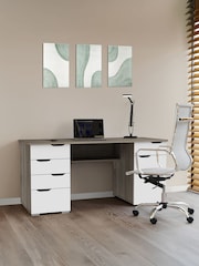 Alphason Dark Oak White Kentucky Office Desk - Image 1 of 8