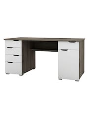 Alphason Dark Oak White Kentucky Office Desk - Image 2 of 8