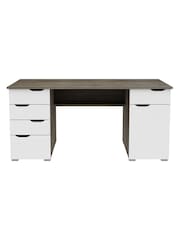 Alphason Dark Oak White Kentucky Office Desk - Image 3 of 8