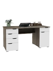 Alphason Dark Oak White Kentucky Office Desk - Image 4 of 8