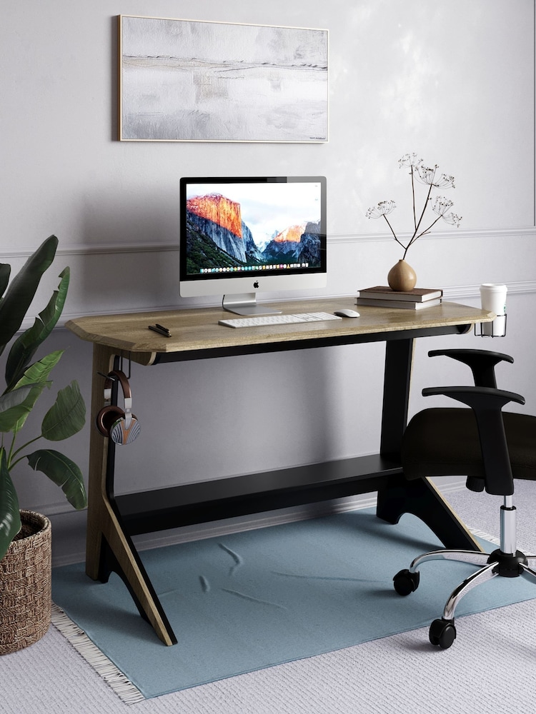 Alphason Black Oak Jersey Desk - Image 1 of 7