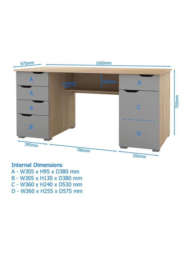 Alphason White Kentucky Office Desk - Image 9 of 9