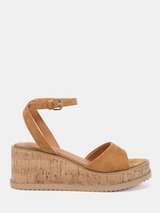 Novo Brown Bali Mid Wedge Two Part Sandals - Image 2 of 6
